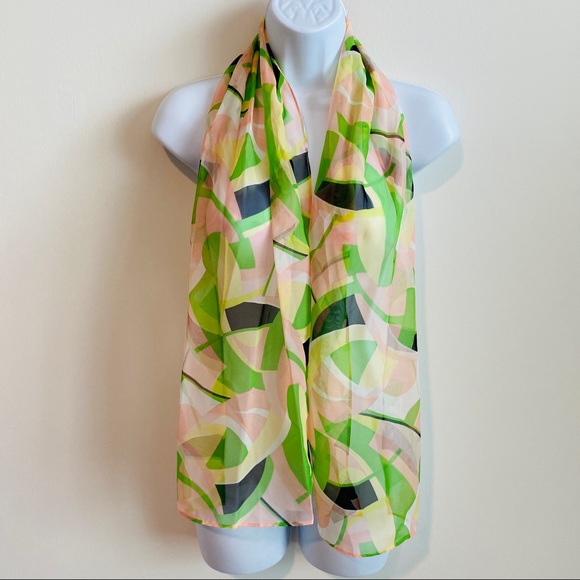 Vintage Sheer Multicolor Abstract Print Versatile Wear Scarf - Picture 8 of 15